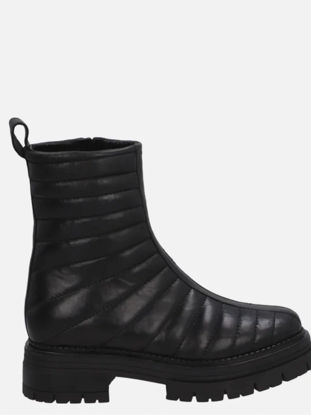 Quilted Black Sheepskin Made in Italy Bootie with Lug Sole